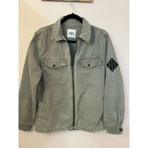 Zara Green Cotton Military Jacket M